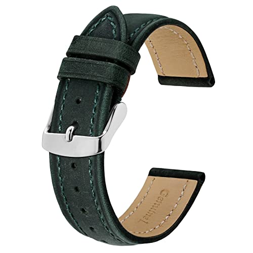 BISONSTRAP Uhrenarmband 20mm, Vintage Leder Ersatz Armband, Grün von BISONSTRAP