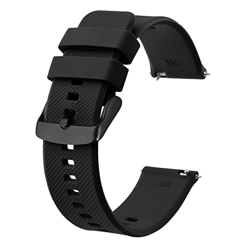 BISONSTRAP Uhrenarmband 21mm, Silikon Uhrenarmbänder mit Schnellverschluss für Männer Frauen (Schwarz, Schwarze Schnalle) von BISONSTRAP