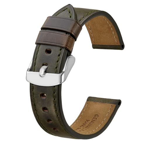 BISONSTRAP Uhrenarmband 22mm, Premium Leder Uhrenarmbänder für Herren und Frauen-Antike Bronze/Silberne Schnalle von BISONSTRAP