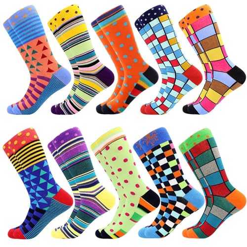 BISOUSOX Socken Herren 39-46 Bunt Lustig Herrensocken Lustige Motive Klassische Strümpfe Modische Socken für Männer Geschenk für Arbeit Sport von BISOUSOX