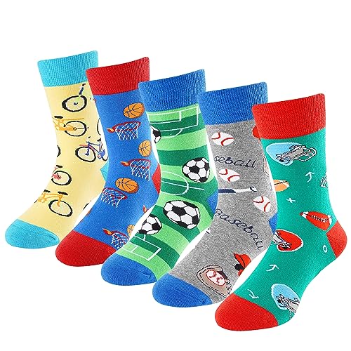 BISOUSOX Kinder Socken Jungen Mädchen Bunte Socken Baumwolle Sport Atmungsaktiv Lustige Socken Schulkind Socken Pizza Ei Geschenk für Kinder von BISOUSOX