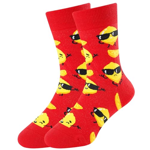 BISOUSOX Kinder Socken Jungen Mädchen Bunte Socken Baumwolle Sport Atmungsaktiv Lustige Socken Schulkind Socken Pizza Ei Geschenk für Kinder von BISOUSOX