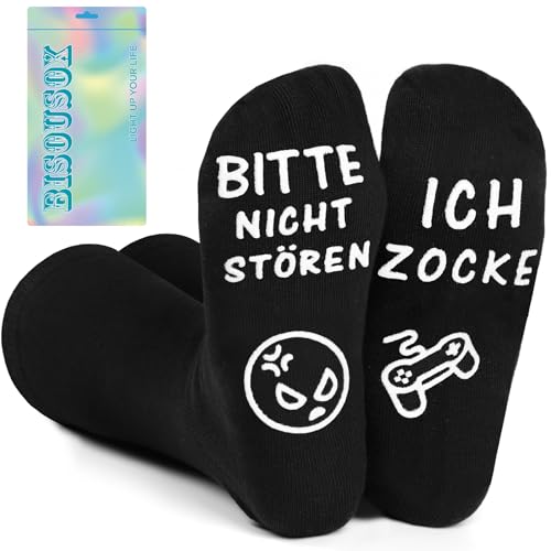 BISOUSOX Herren Zocker Socken Lustige Socken Gaming Socken Kinder Baumwolle Socken Atmungsaktiv 39-47 Wenn Du Das Lesen Kannst Socken für Männer Teenager Geschenk von BISOUSOX