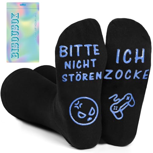 BISOUSOX Herren Zocker Socken Lustige Socken Gaming Socken Kinder Baumwolle Socken Atmungsaktiv 39-48 Wenn Du Das Lesen Kannst Socken für Männer Teenager Geschenk von BISOUSOX