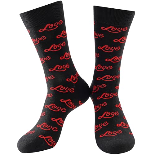 BISOUSOX Lustige Socken Herren Baumwolle Damen Personalisierte Socken mit Herzmuster Valentinstagsgeschenk für Männer Frauen Soulmate Socken Valentinstag Strümpfe Unisex Passende Socken von BISOUSOX