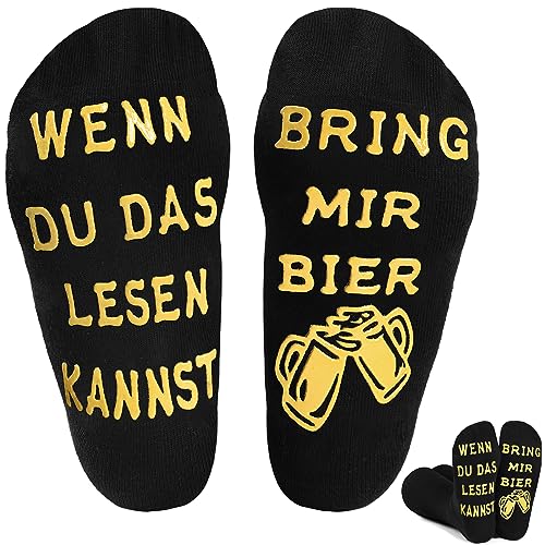 BISOUSOX Lustige Socken Herren Baumwolle Socken Wenn Du Das Lesen Kannst Atmungsaktiv für Männer Geschenke für Bier Whisky Kaffeeliebhaber Weihnachtsstrumpf Geburtstag Neujahr von BISOUSOX