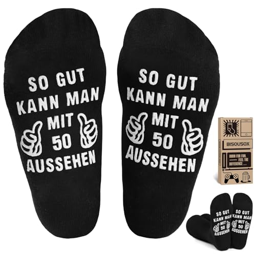 BISOUSOX Lustige Socken Herren Baumwolle Socken Papa und Opa Socken Geschenke für Männer 50 60 Jahre Alt von BISOUSOX