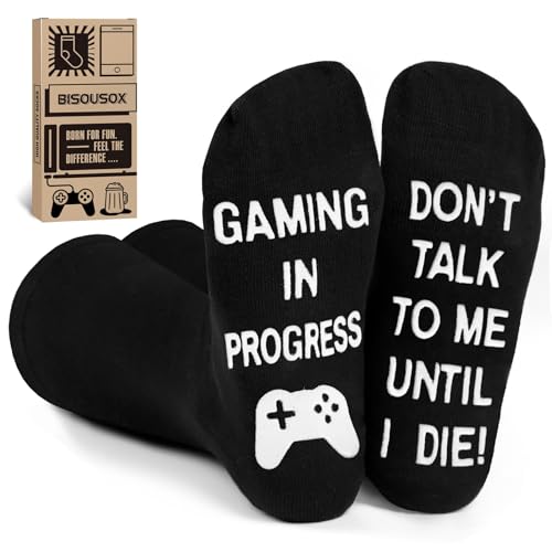 BISOUSOX Lustige Socken IF YOU CAN READ THIS Bunte Socken Modische Herrensocken Strümpfe für Herren Damen Geschenk für Frauen Freundin (Einheitsgröße, 1 Pair-whitegaming-2) von BISOUSOX