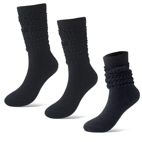 BISOUSOX Slouch Socken Lustige Socken Damen Wadensocken Baumwolle Kniestrümpfe Atmungsaktiv Kuschelsocken Geschenk für Frauen 1 Paar/3 Paare Größe 36-40 Bunte Socken von BISOUSOX