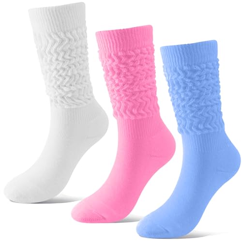 BISOUSOX Slouch Socken Lustige Socken Damen Wadensocken Baumwolle Kniestrümpfe Atmungsaktiv Kuschelsocken Geschenk für Frauen 1 Paar/3 Paare Größe 36-40 Bunte Socken von BISOUSOX