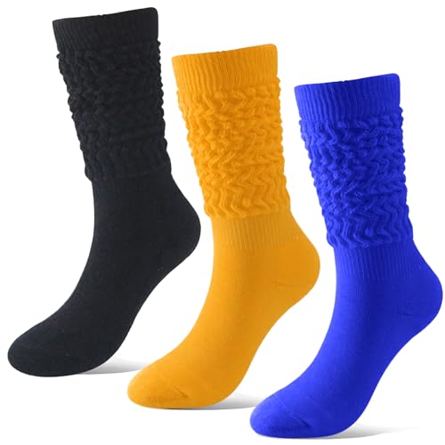 BISOUSOX Slouch Socken Lustige Socken Damen Wadensocken Baumwolle Kniestrümpfe Atmungsaktiv Kuschelsocken Geschenk für Frauen 1 Paar/3 Paare Größe 36-40 Bunte Socken von BISOUSOX