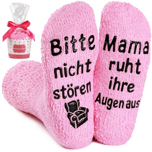 BISOUSOX Geschenke für Mama Oma Socken mit Spruch Lustige Socken Damen 36-40 Bitte Nicht Stören Socken Frauen Stoppersocken Fun Socken Damen Geburtstagsgeschenk von BISOUSOX