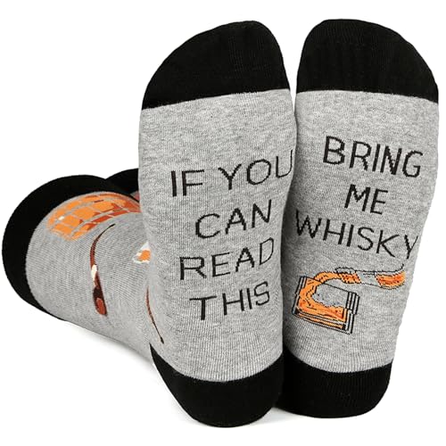 Lustige Socken für Herren mit Aufschrift "If You Can Read This Bring Me Some Bacon Eggs Pizza Wine" Lustige Socken für Männer Kleid Baumwollsocken Geschenk für Spielliebhaber Gr. Einheitsgröße von BISOUSOX