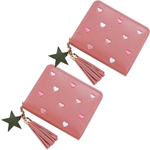 BITHAI 2 Stück GeldböRse MäDchen, Portemonnaie Kinder, Portmonee Kinder, Portemonnaie MäDchen, Kinder Portemonnaie MäDchen, Portemonnaie MäDchen Teenager, Es Gibt Mehrere FäCher (Hell-Pink) von BITHAI