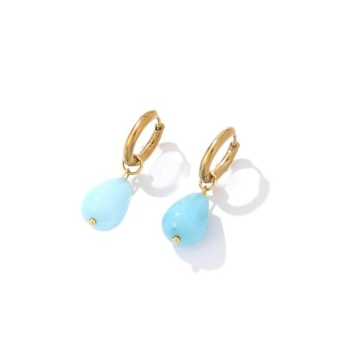 Edelstein Ohrringe Damen,Klassische Goldene Damen-Ohrhänger Mit Tropfenförmigem Aquamarin-Anhänger – Elegantes Und Zeitloses Modeaccessoire Für Frauen von BITONG