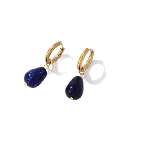 Edelstein Ohrringe Damen,Kleine Damen-Ohrhänger Mit Klassischem Goldenem Design & Tropfenanhänger Aus Lapislazuli – Elegant Und Elegant Zeitlos von BITONG