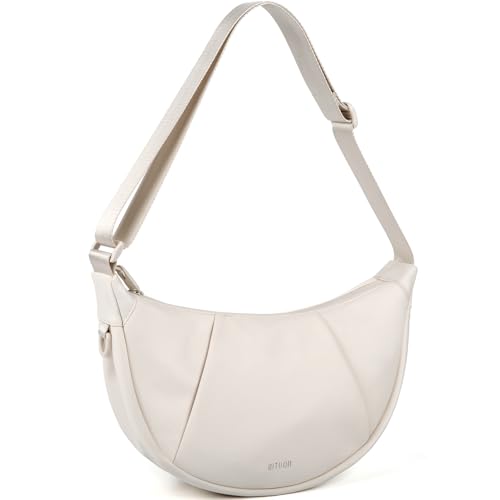BITUOR Cossbody Bag Damen & Herren Medium 8.2L Umhängetasche im Halbmond Style Halbrunde Schultertasche Casual schultertasche für Reisen Arbeit Freizeit,Doppelte Anti-Diebstahl Wasserabweisend Design von BITUOR