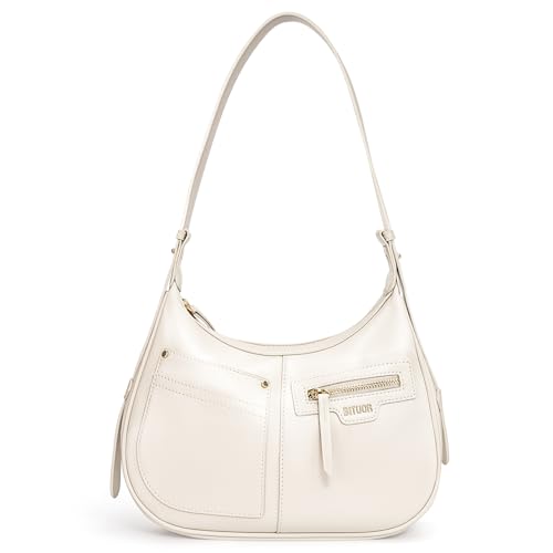 BITUOR Handtasche Damen Klein Umhängetasche Crossbody Bag for Women Kleine Handtaschen aus PU Leder Schultertasche mit Verstellbares Riemenm Handtaschen für Damen Mädchen (Beige) von BITUOR