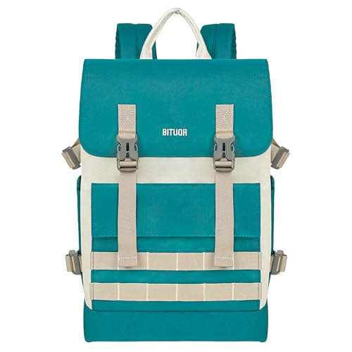 BITUOR Rucksack Damen und Herren, Laptop Rucksäcke, Tagesrucksack mit 15,6" Laptopfach, Wasserabweisender Handgepäck Rucksack, School Bag Casual Backpack für Schule, Arbeit, Freizeit und Reise, Türkis von BITUOR