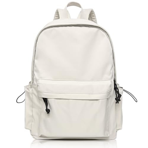 BITUOR Schulrucksack Damen, Casual Schultasche Travel Büchertasche 14 Zoll Laptop, Rucksack für Mädchen im Teenageralter, Wasserdichter, Unisex Daypack Schulrucksack, Weiß von BITUOR