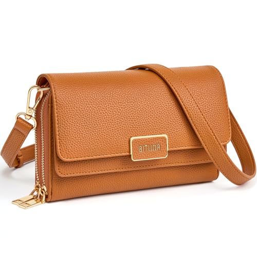 BITUOR Klein Handy Umhängetasche,Damen Kleine Umhängetasche,PU Leder Crossbody Schultertasche Reisepass Handytasche mit Kartenschlitz Verstellbar Abnehmbar Schultergurt von BITUOR