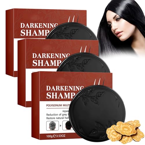 Dunkles Shampoo – Polygonum Multiflorum, Polygonum Schwarzes Haarseifenshampoo, Polygonum Shampoo-Riegel, Polygonum Schwarzes Seifenshampoo Für Männer Und Frauen (3 Stück) von BIUBIULOVE