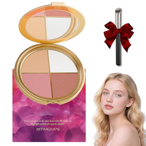 Glowjiu Gallery Highlighting Augen- & Wangenpalette, Lidschatten- Und Highlighter-Make-up (1 Stück) von BIUBIULOVE