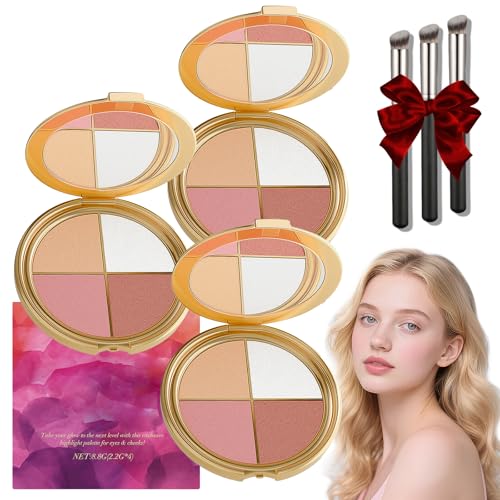 Glowjiu Gallery Highlighting Augen- & Wangenpalette, Lidschatten- Und Highlighter-Make-up (3 Stück) von BIUBIULOVE