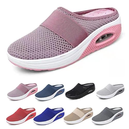 Waschbare Orthopädische Gleitschuhe, Luftkissen-Slip-On-Wanderschuhe Für Damen, Orthopädische Diabetiker-Wanderschuhe, Mit Fußgewölbeunterstützung Für Frauen (Rosa,41) von BIUBIULOVE