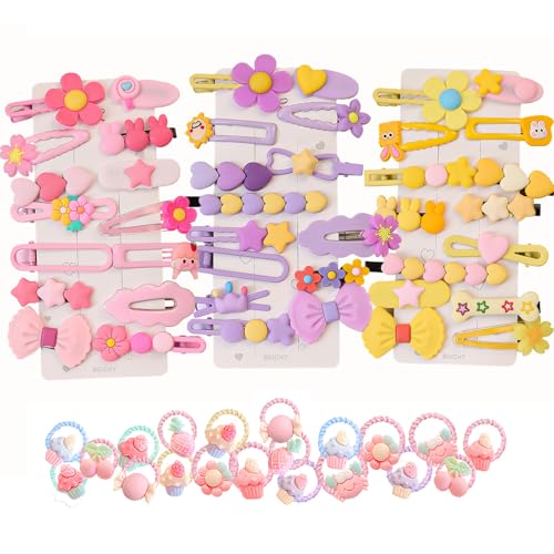 Haarschmuck-Set für Kleinkinder, Mädchen, Blume, Regenbogen, Süßigkeiten, Früchte, Haarspangen, Nadeln und Clips, 62-teilig (Stil 6) von BIUCHY