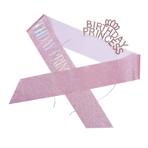 BIUDECO 1satz Glitzernde Geburtstagskrone Mit Schärpe Für Frauen Elegantes Aus Haarreif Und Schimmernder Schärpe Für Unvergessliche Geburtstagsfeiern Und Partys von BIUDECO