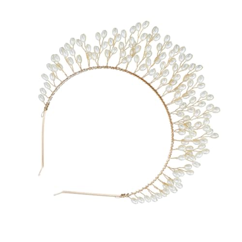 BIUDECO 1 Stück Krone Für Braut Perlen Tiara Braut Perlen Kopfbänder Für Damenhaar Braut Tiara Braut Kopfschmuck Hochzeits Kopfschmuck Hochzeits Kopfschmuck Damen Hochzeit Perlen von BIUDECO