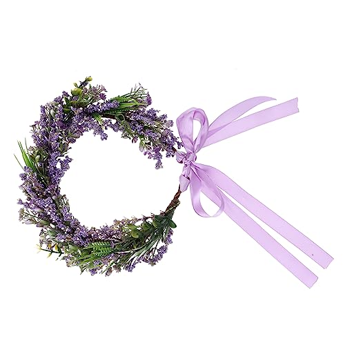 BIUDECO 1stk Blumenkranz Für Haare Haarschmuck Mit Lavendelblüten Blumenkrone Hochzeit Haarkranz Floraler Haarkranz Blumen Haarkranz Haargirlande Für Mädchen Violett Handbuch Braut Perle von BIUDECO