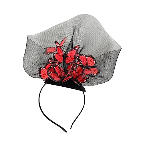 BIUDECO Hochzeitsdeko 1stk Schmetterlings-stirnband en Für Teepartys Damen Haar Facinator Hochzeitskranz Mesh-haarband Hochzeit Stirnband Kopfschmuck Hut Clip 3d Gittergewebe von BIUDECO