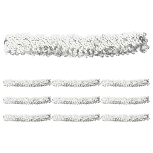 BIUDECO 10 Stück Strass-Pailletten-Stirnbänder Silber Damen Elastische Kopfbedeckung Funkelnde Haarbänder Kopfbedeckung Karneval Haarschmuck Für Hochzeiten Feiern Und Den Täglichen Gebrauch von BIUDECO