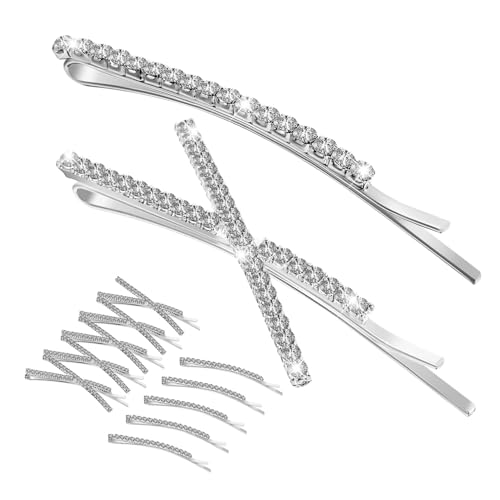 BIUDECO 12 Stück Strass Haarspangen X und Gerade Form Metall Haarclips für Hochzeiten Haarklammern für Damen Vielseitige Haarschmuck Accessoires von BIUDECO