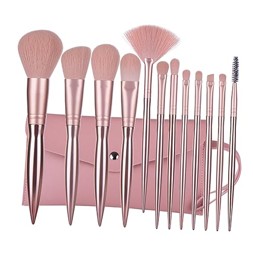 BIUDECO 12stücke Teiliges Make-up Roségold Puderpinsel Kunststoffgriff Kosmetikpinsel Mit Tasche Für Damen Professioneller Make-up-pinsel von BIUDECO