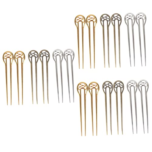 BIUDECO 18 Stk U-förmige Haarnadel Metallhaar Für Frauen Mini-haarspangen Für Frauen Chignon-nadel Mit 2 Krappen U-förmiger Haarstab Dame Haarspange Mädchenhaar Japan Legierung Braut von BIUDECO