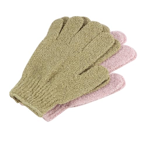 BIUDECO 2 Paare Fünf finger Duschhandschuhe zur Körperpeeling und Rückenmassage Effektive Peelinghandschuhe für Dusche Sanfte Hautreinigung und Abgestorbene Hautentfernung für Damen und von BIUDECO