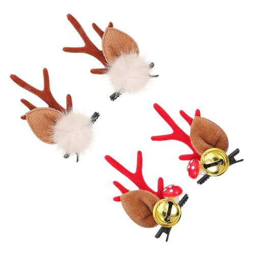 BIUDECO 2 Paare Weihnachtliche Haarspangen Teiliges mit Rentiergeweih und Elchohren Weiche Haarclips für Damen und Mädchen Festlicher Haarschmuck für Weihnachten Karneval und Party von BIUDECO
