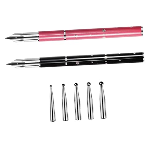 BIUDECO 2 STÜCK Teiliges Nail Art Brush Set Nail Art Liner Stifte mit Austauschbaren Spitzen für Präzises Nageldesign Tragbar Geeignet für Damen und Mädchen Schwarz von BIUDECO