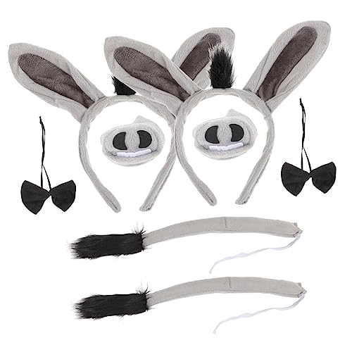BIUDECO 2sätze Eselkostüm Mit Stirnband Nase Und Fliege Für Partys Und Fotoshootings Geeignet Für Erwachsene von BIUDECO