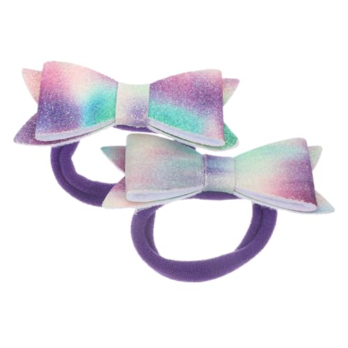 BIUDECO 2 Stck Bunte Elastische Haargummis mit Schleifen für Mädchen Ponytail Holder Glitzernde Haarschmuck Accessoires für Haltbare und Vielseitige Haarbänder für Dünnes und Dickes Haar von BIUDECO