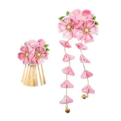 BIUDECO 2 Stk Japanische Haarnadel Pinzette Reiseschere Haarspangen Für Frauen Japanische Fanform- Barrette Haar Klammern Feine Haaraccessoires Kimono-hanfu-haar Lüfter Mode Blumen Kind von BIUDECO