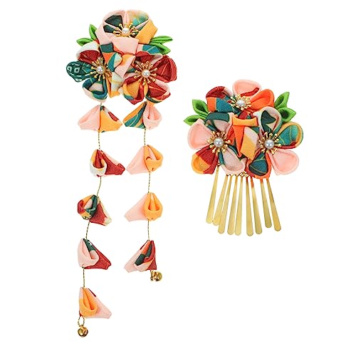 BIUDECO 2 Stk Frauenhaare Japanische Haarspange Haarspangen Für Kinder Haarnadel-blumendekor Japanische Blumenhaarnadel Japanische Tsumami Haarnadel Bastelschere Fräulein Kimono Kirsche von BIUDECO