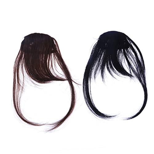 BIUDECO 2 Stück Clip in Haarfransen für Damen Luftige Haarteile Schwarz Einfach zu Verwenden Natürliches Aussehen für von BIUDECO