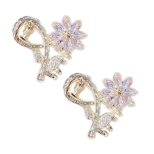 BIUDECO 2 Stück Crystal Flower Haarklammer Haarklammern für Mädchen Haarschmuck Haarklammer Klein Langlebig Schonend Modisch Farblich Passend für Verschiedene Frisuren von BIUDECO
