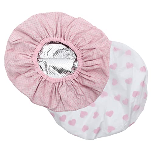 BIUDECO 2 Stück Duschhaube Wiederverwendbare Duschkappen für Haare Langlebig und Flexibel für Damen und Herren Geeignet für Mittellanghaarschnitt Pinke Herzförmige Designs Leicht und von BIUDECO