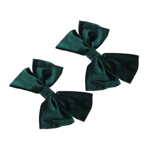 BIUDECO 2 Stück Haarklammern mit Großem Schleifen Design Handgefertigte Stoff Haarspangen in Edlem Dunkelgrün Dezentes Damen Haarschmuck Accessoire für Stilvolle Frisuren von BIUDECO