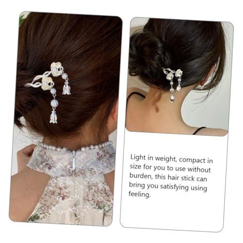 BIUDECO 2 Stück Haarnadeln mit Perlen und Blumen Leichte Haarstäbchen für Damen Vielseitig für Dutt und Dickes Haar Handgefertigter Haarschmuck für Hochzeit Party und Alltag von BIUDECO